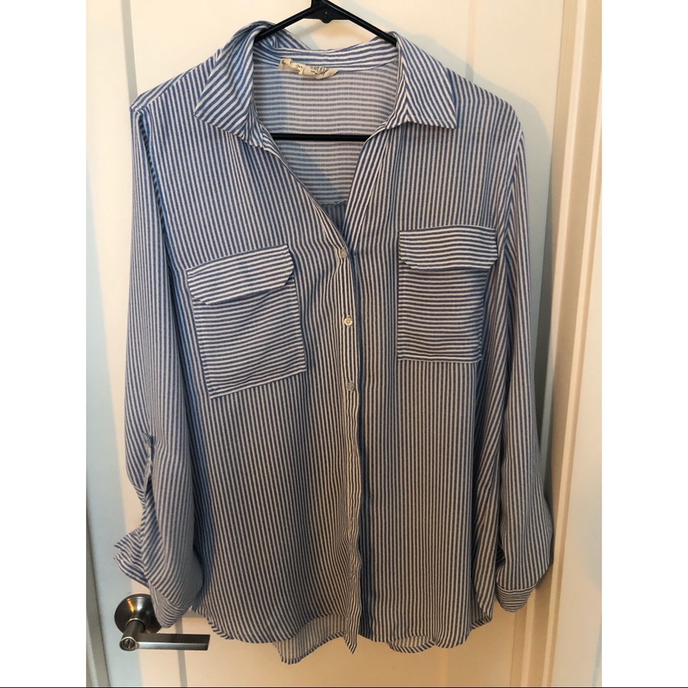 Sweet Wanderer Button Up Striped Blouse